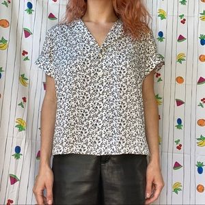 banana republic botanical print button down